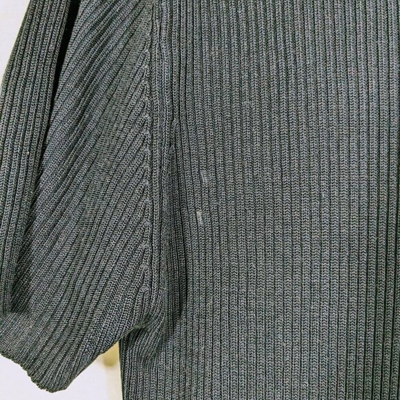 Vintage Navy Blue Short Sleeve Mock Neck Ribbed Sweater Size L - Picture 4 of 4